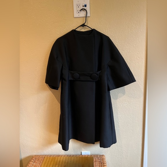 Vtg Joseph Magnin black silk taffeta hot pink opera couture coat - Picture 14 of 16